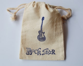 Rockstar Guitar Muslin Favor Bags / Set of 30/ Perfect for Birthday Parties