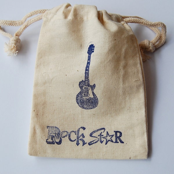 Rockstar Guitar Muslin Favor Bags / Set of 30/ Perfect for Birthday Parties