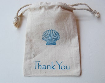 Seashell Muslin Bags / Set of 10 / Perfect for a Beach Wedding