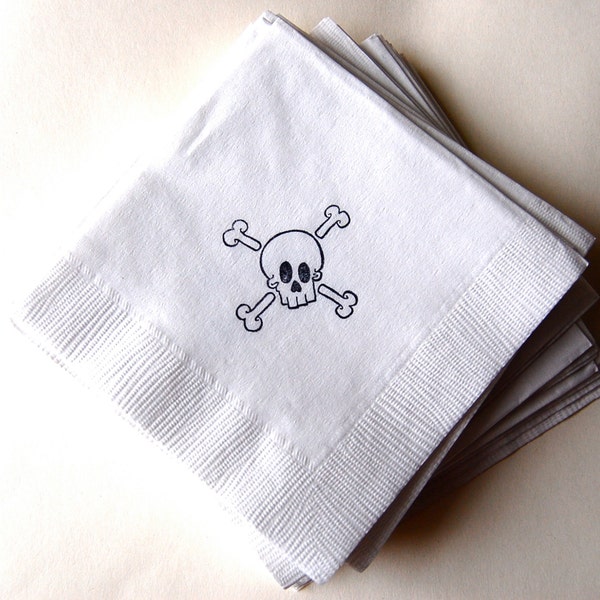 Skull and Crossbones beverage napkins / Set of 50 / Pirate Party