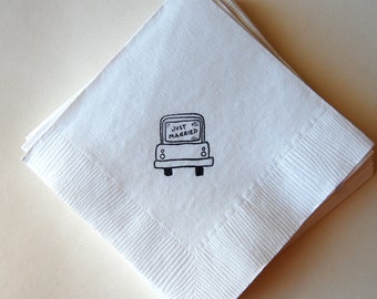 Just Married Beverage Napkins / Set of 50 / Perfect for Weddings