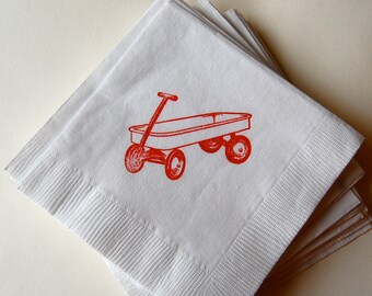 Red Wagon Beverage Napkins / Set of 50 / Perfect addition to your red wagon party