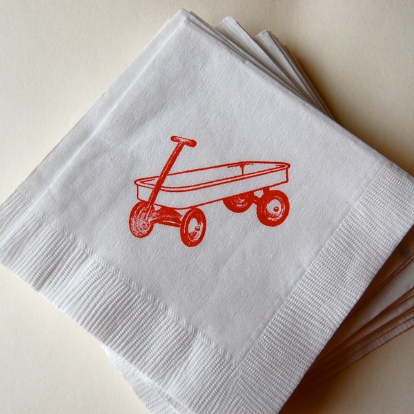 Red Wagon Beverage Napkins / Set of 50 / Perfect addition to your red wagon party