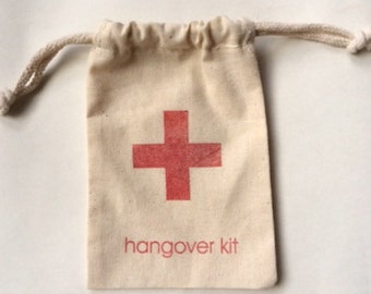First-Aid Hotel Room Drop for Out of Town Guests Muslin Bags / Hangover Kit /Set of 155/ Perfect for Weddings or Parties