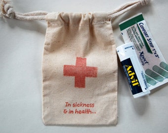 First-Aid Hotel Room Drop for Out of Town Guests Sacs en mousseline / Ensemble de 25 / parfait pour les mariages / Sacs de faveur de mariage