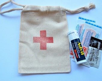 First-Aid Hotel Room Drop for Out of Town Guest / Muslin Bags / Set of 100/Perfect for Weddings or Parties