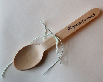 All you need is love Spoons  / Set of  150 / Perfect for your wedding