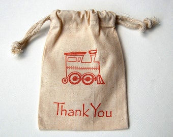 Choo Choo Train Muslin Bags / Set of 50/Train Birthday Party