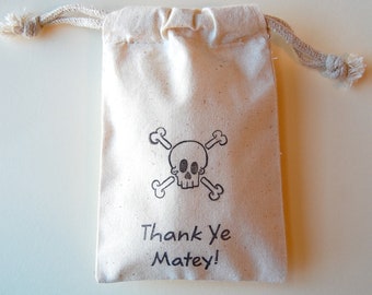 Pirate Muslin Bags / Set of 35/ pirate Treasure Party Favor Bags