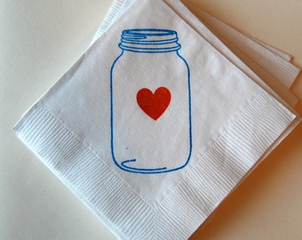 Mason Jar Beverage Napkins / Set of 50 / Perfect for weddings / Baby Shower