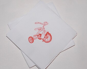 Tricycle Napkins / Set of 50 / First Birthday Party / Party Favors