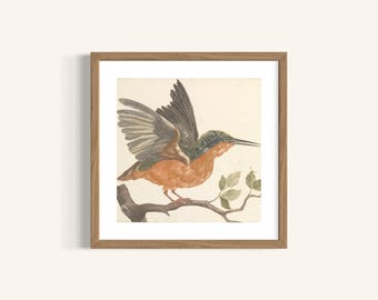 Songbird on a Branch – Vintage Bird Wall Art Print, Cottagecore Gallery Wall Decor, Digital Download