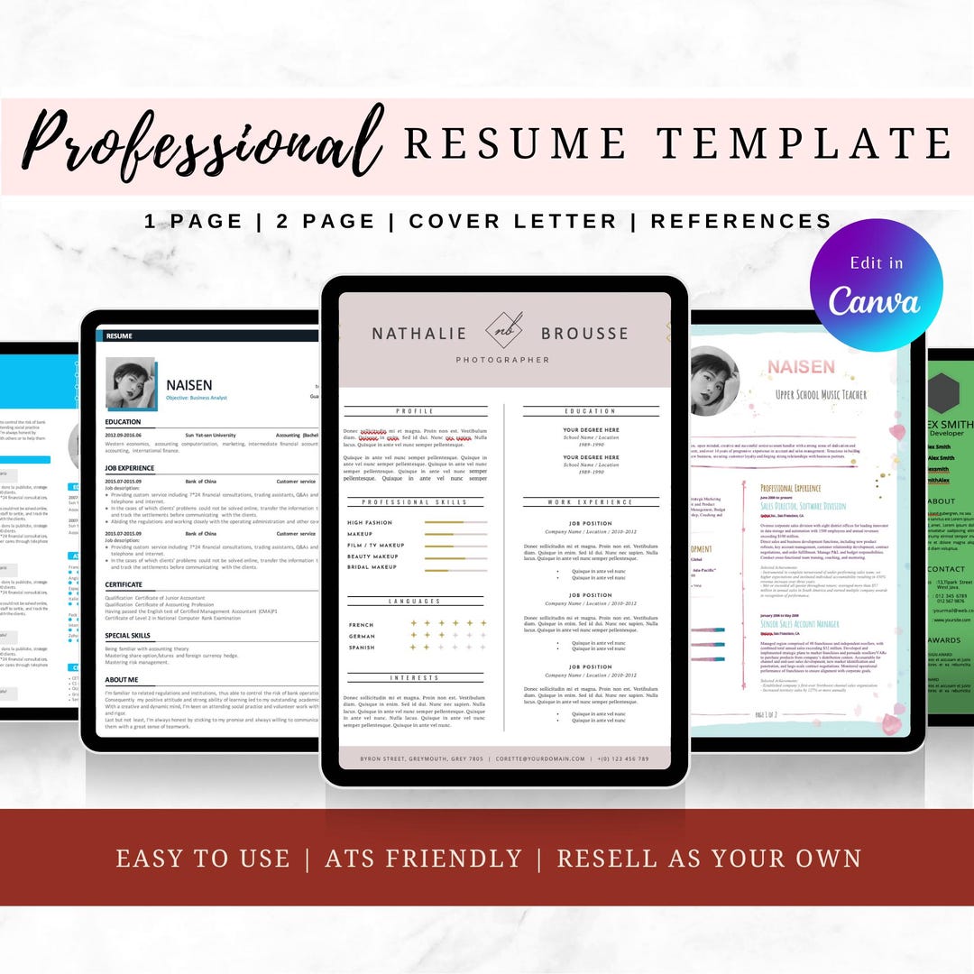 Editable Resume Template for CANVA Minimalist CV Job Application
