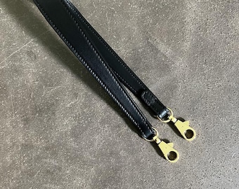 Leather Crossbody Bag Strap/ Black Leather Shoulder Purse Strap/ Gold Silver Clasps Replacement Handbag Handle/ 2.5cm Wide Etoupe Color