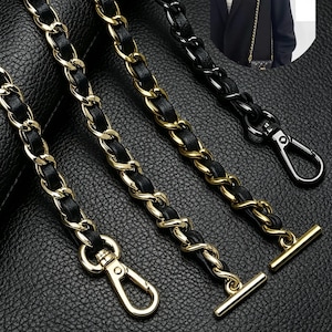 Benutzerdefinierte Farbe, 7 mm dünne Metall-Geldbörsenkette, schwarzer Ledereinsatz Crossbody-Taschenriemen, goldener Handtaschen-Schulterriemen, silberner Ersatzgriff