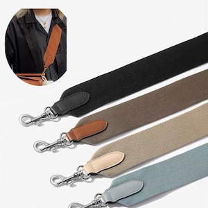 17 Colors Canvas Shoulder Crossbody Bag Strap: 2" Wide, Leather Accent, Replacement Purse Handbag Handle