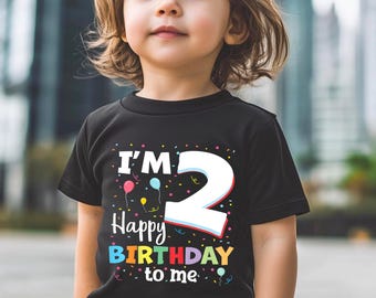 Camiseta para el segundo cumpleaños de niños de dos años, camiseta para niño o niña de 2 años, regalo para fiesta de cumpleaños infantil