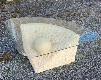 1980s Tessellated Stone and glass Table