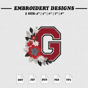 Georgia Letter G Embroidery File, College Embroidery Design, Back To School Patch , 5 size.