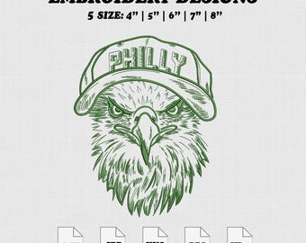 Fichier de broderie mascotte Philadelphie, motif de broderie amour du football de Philadelphie, taille 5, téléchargement immédiat.