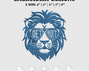 Detroit Football Embroidery File, Lions Embroidery Design, Machine File, Instant Download.