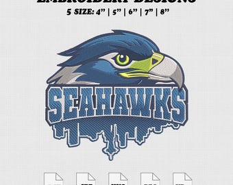 Diseño de bordado del horizonte de Seattle, archivo de bordado de fútbol, archivo de máquina, descarga instantánea de 5 tamaños.