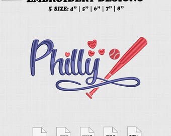 Philly Love Machine Embroidery Design, Baseball City Embroidery File, 5 Size, Instant Download.