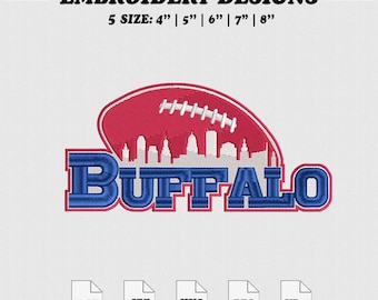 Buffalo Skyline Football Embroidery File, Football Embroidery Design, 5 size, Instant Download.