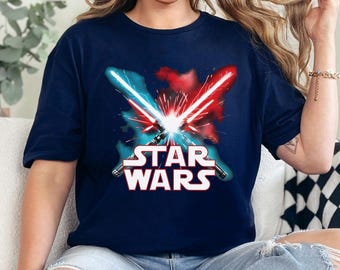 Vintage Star Wars Lightsaber Battle Shirt, Darth Vader vs Stormtrooper Shirt, Disney Star Wars Shirt, Lightsabers Shirt 464784