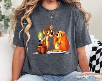 Tramp Dog Shirt, Lady and The Tramp Shirt, Disney Shirt, Disney Couple Shirt, Matching Shirt, Dogs Lover Shirt, Disney Vintage Shirt 462400