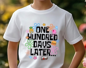 100 Days Later Cartoon Sponge Shirt, Funny 100th Day of School Tee 464364