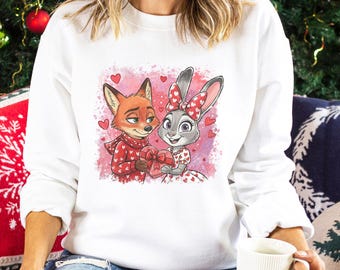 Valentines Zootopia Tee, Nick and Judy Cartoon Love Shirt 464542