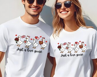 Just a Love Goose Tee, Cute Valentine Graphic Shirt 464580