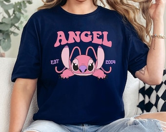 Cute Floral Angel Shirt | Disney Angel Est 2004 Tee | Girly Disneyland Trip Shirt - Aesthetic Stitch & Angel Top 463917