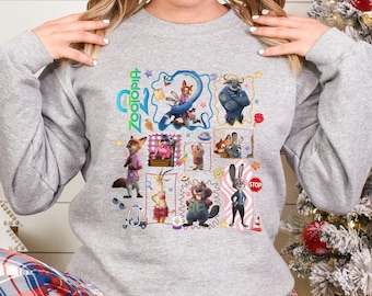 Zootopia 2 Frames Sweatshirt, Nick & Judy Inspired Cartoon Hoodie, Cozy Fan Art Pullover 464666