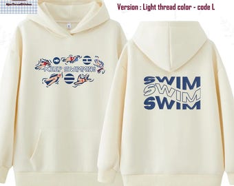 Embroidered Keep Swimming Hoodie, BTS Arirang Inspired Crewneck, Cotton Blend Comfort