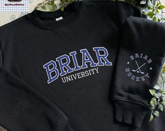 Briar University Hockey Embroidered Sweatshirt and Hoodie: Off Campus Series Shirt, Graham 44 Crewneck, Romance Reader Gift
