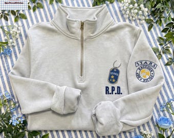 Resident Evil RPD Double Sided Embroidered Sweatshirt | Quarter Zip | Hoodie, Evil STARS T-shirt — RE9 Leon Kennedy — Gamer Gift