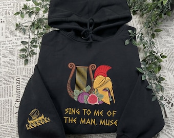 Odysseus Greek mythology Embroidered Sweatshirt and Hoodie | Song of Achilles Crewneck | Dead Poets Shirt | Greek Mythology Bookish Gift