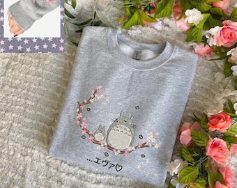 Totoro Embroidered Sweatshirt, Ghibli Apparel, Gift for her