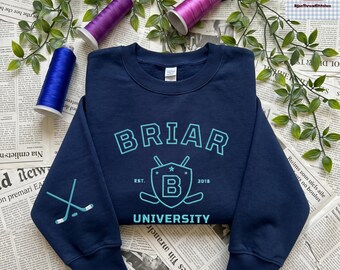 Briar U Hockey Embroidred Crewneck, Off Campus Inspired Sweatshirt, Custom Name Number Sleeve, Graham 44, Di Laurentis, Hockey Shirt