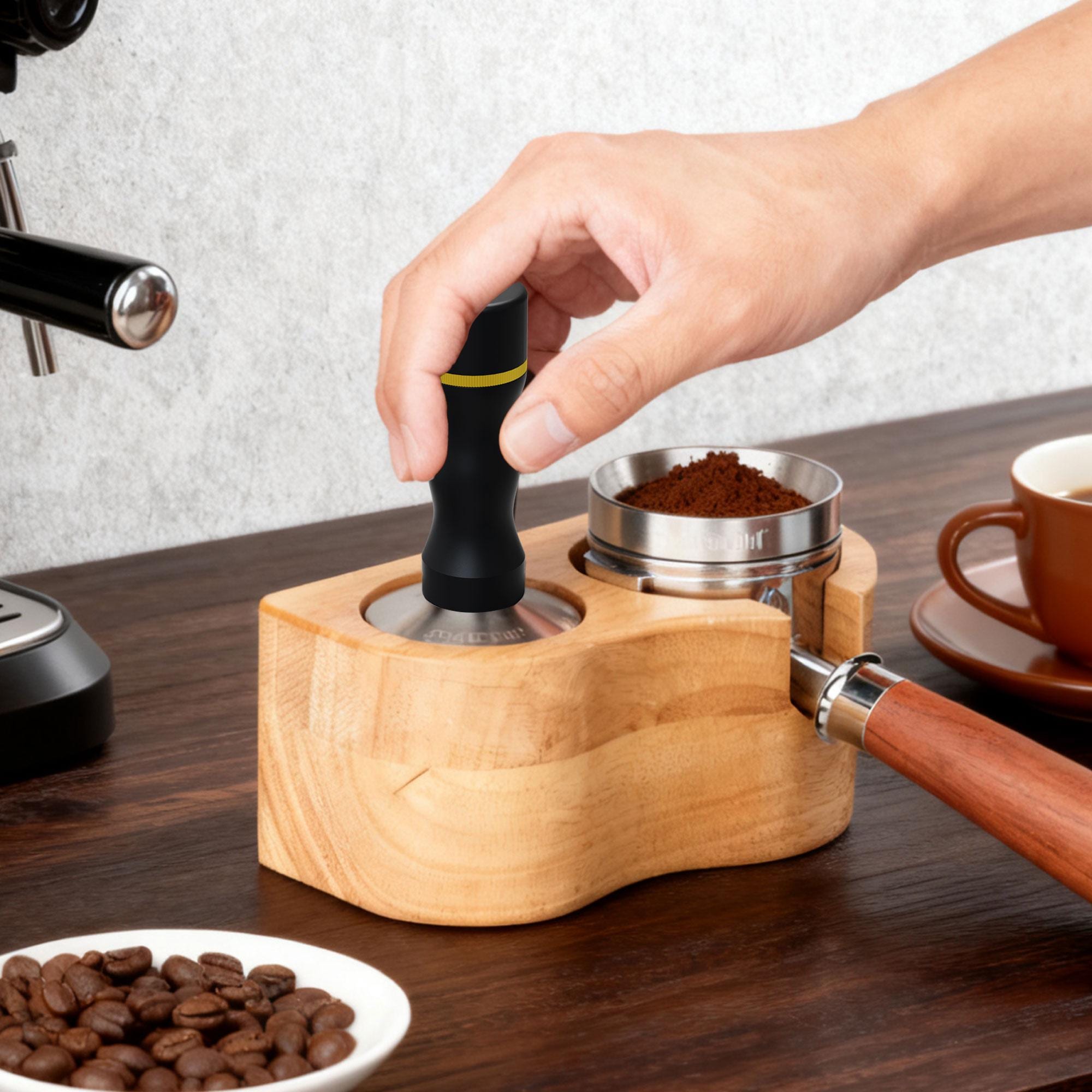 Nettoppo 1 Set di Pressino e Agitatore per caffè Espresso da 51 Mm, Manico in Legno