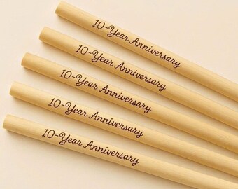 Custom Engraved Bamboo Straws - Set of 10, Eco-Friendly Party Favors and Wedding Accessories
