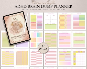 Editable ADHD Brain Dump Planner, Thoughts Organizer (Printable)