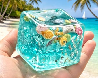 Ocean Shell Squishy Cube Fidget Toy, Stress Relief Sensory Desk Toy