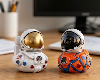 Mond Mission Astronaut Enten Figur - 2026 Weltraum Forscher Harz Sammlerstück - Kosmische Schreibtisch Dekoration - Astronaut Geschenk für Weltraum Fans & Kinder
