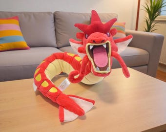 Shiny Gyarados Inspired Plush 55cm / 21" – Red Dragon Serpent Stuffed Animal, Soft Kawaii Plush Toy, Anime Gamer Collector Gift, Room Decor