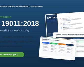 ISO 19011:2018 ISO 9001 QMS監査 - 完全トレーニングパッケージ PPTX 55スライド 最終評価受験者用コピーおよび公式解答キー