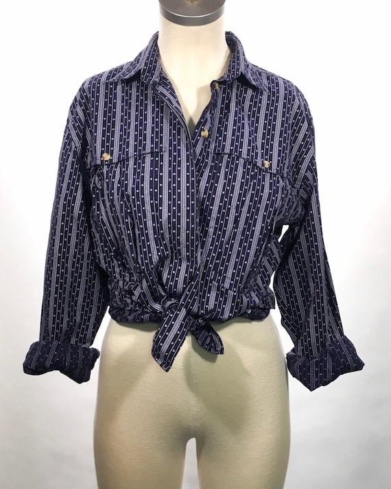 1980's Calico Long Sleeve Blouse - Outback Red