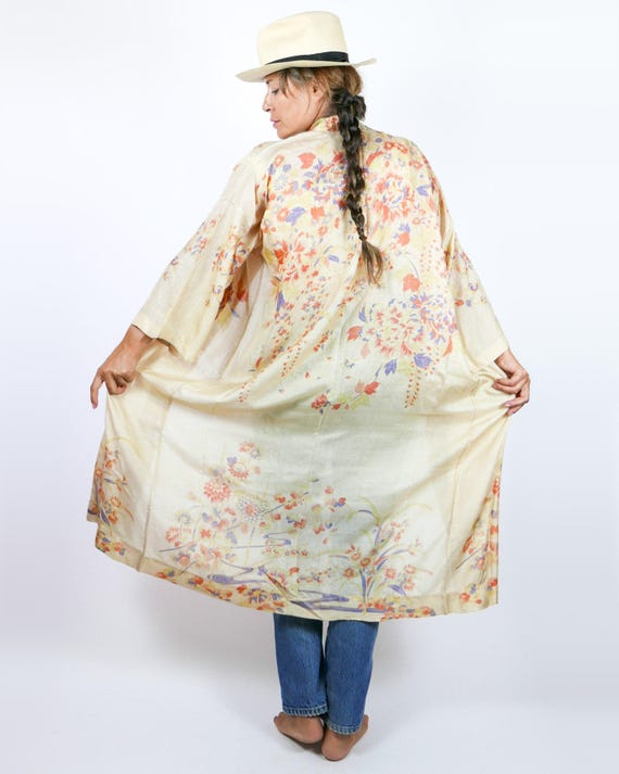 1920s Pongee Silk Kimono Duster